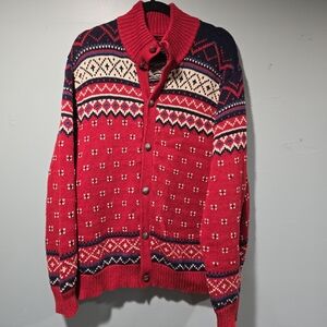 POLO RALPH LAUREN FAIR ISLE BUFFALO BUTTON CARDIGAN  Preppy L